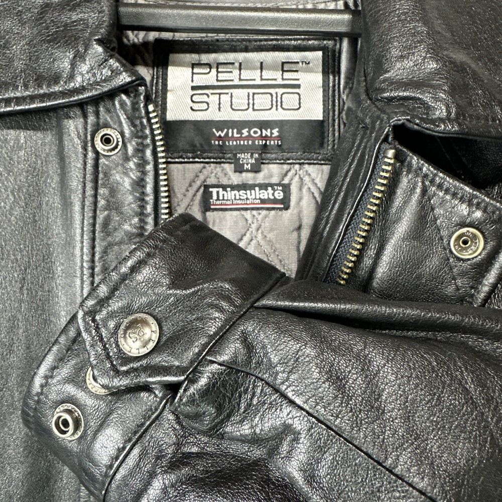 Pelle Studio Leather Jacket Black Wilson's Coat Men's Medium Ultra Soft‎ Lined